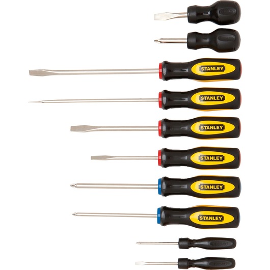 Photography of a STANLEY Screwdrivers set on white background.