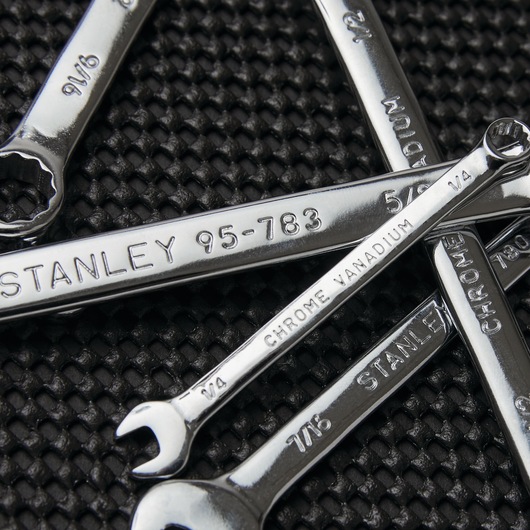 Close up of 6 piece Combination Wrench S A E Set.